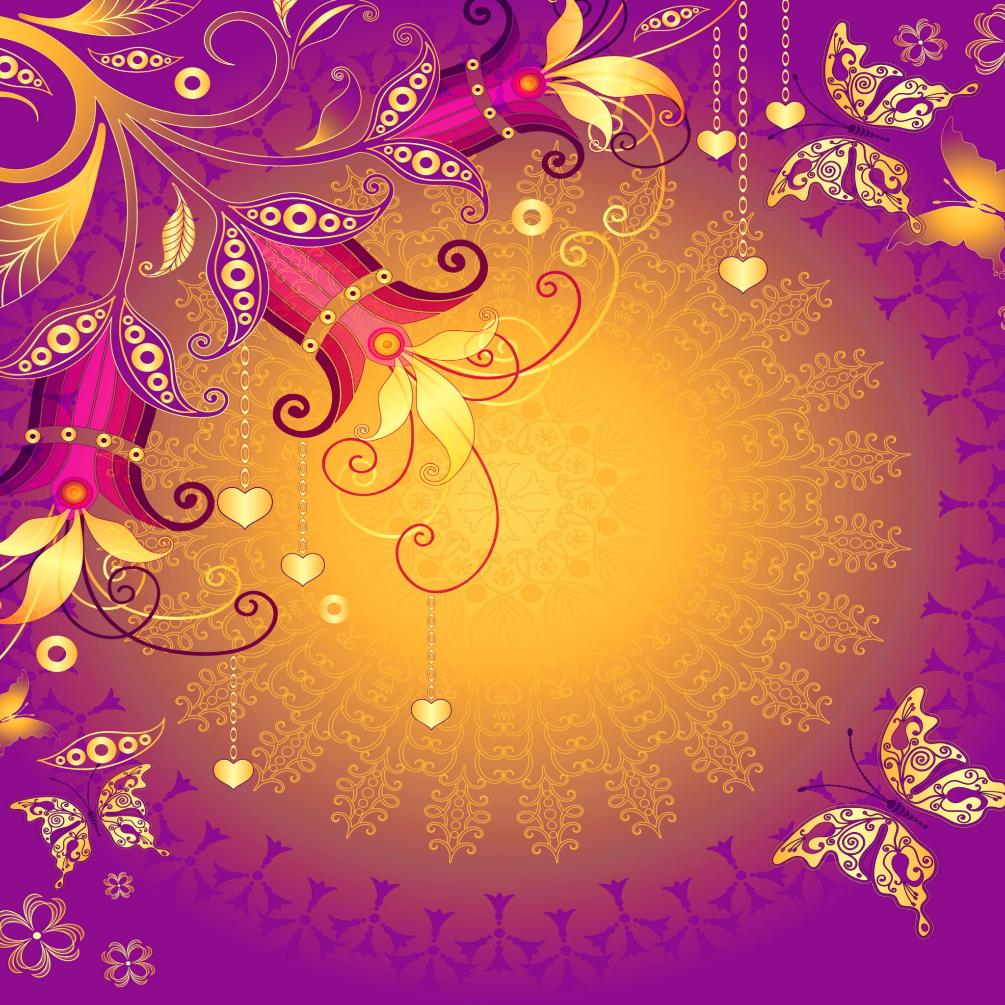 Fondo de pantalla Floral Butterflies 2048x2048