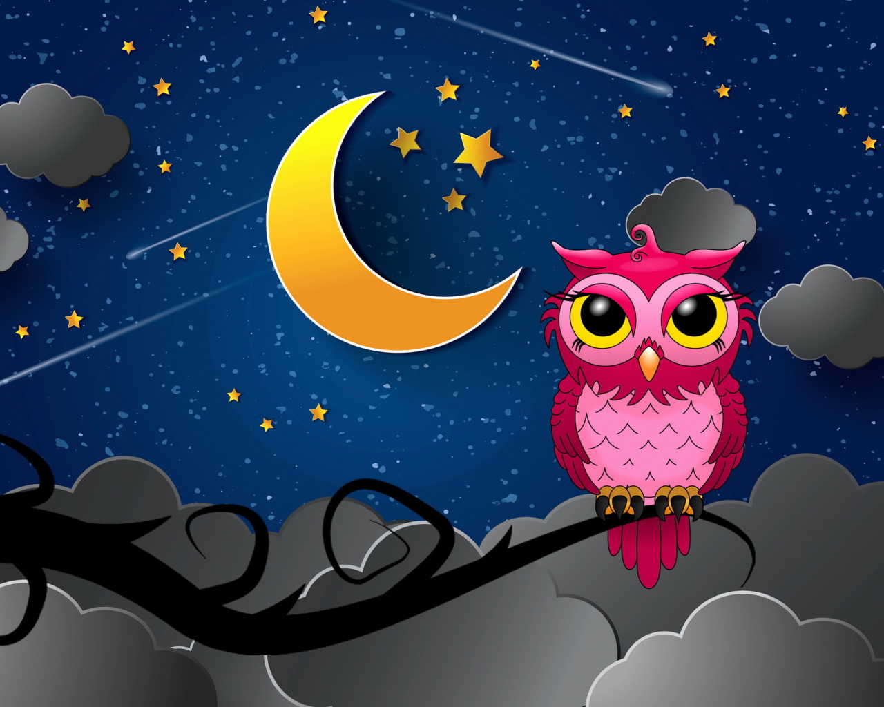 Fondo de pantalla Silent Owl Night 1280x1024