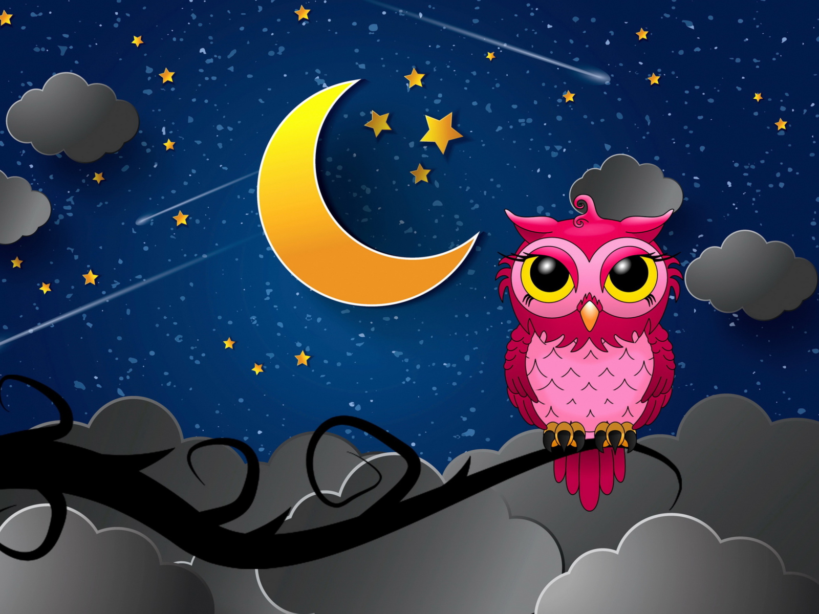 Das Silent Owl Night Wallpaper 1600x1200