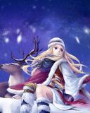 Anime Girl with Deer wallpaper 128x160