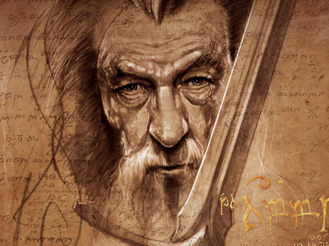 Das The Hobbit Gandalf Artwork Wallpaper 1280x960