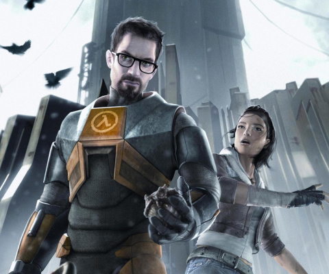 Half life with Freeman, Alex in City 17 wallpaper 480x400