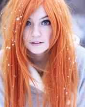 Summer Ginger Hair Girl And Snowflakes wallpaper 176x220