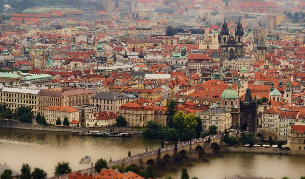 Prague, Czech Republic, Vltava River wallpaper 1024x600