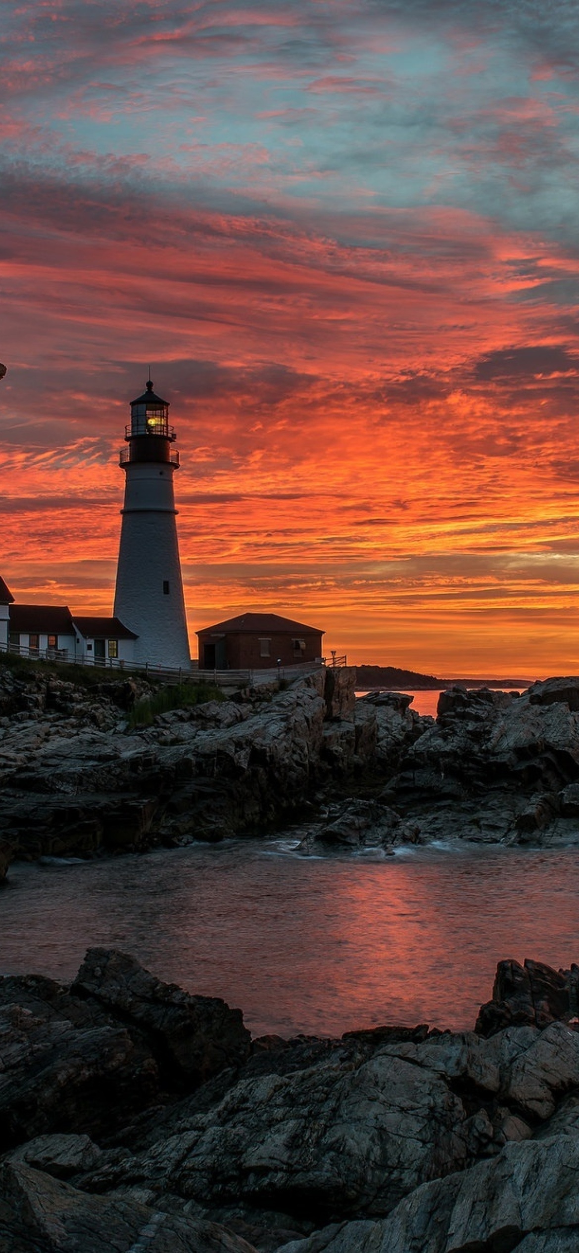 Sunset and lighthouse wallpaper 1170x2532
