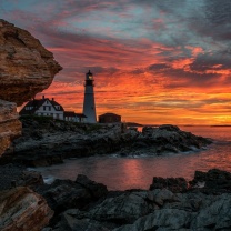 Sunset and lighthouse wallpaper 208x208