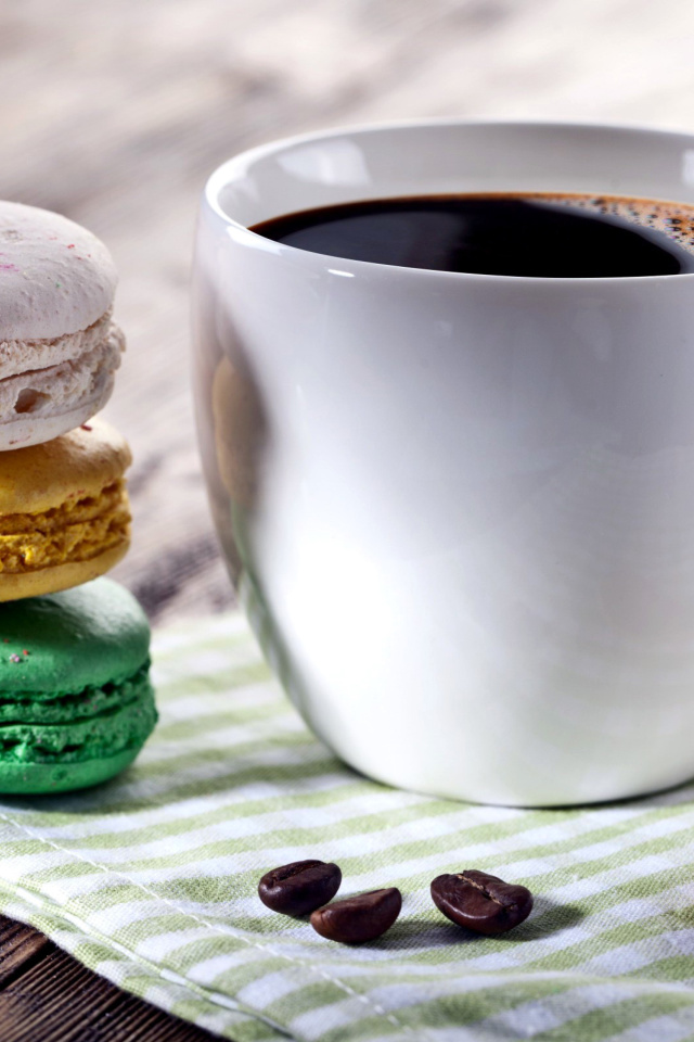 Coffee and macaroon wallpaper 640x960