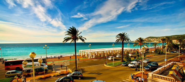 Das Nice, French Riviera Beach Wallpaper 720x320