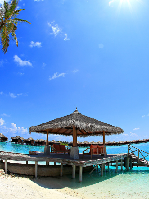 Das Luxury Bungalows in Maldives Resort Wallpaper 480x640