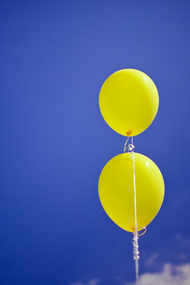 Yellow Balloons In The Blue Sky wallpaper 640x960