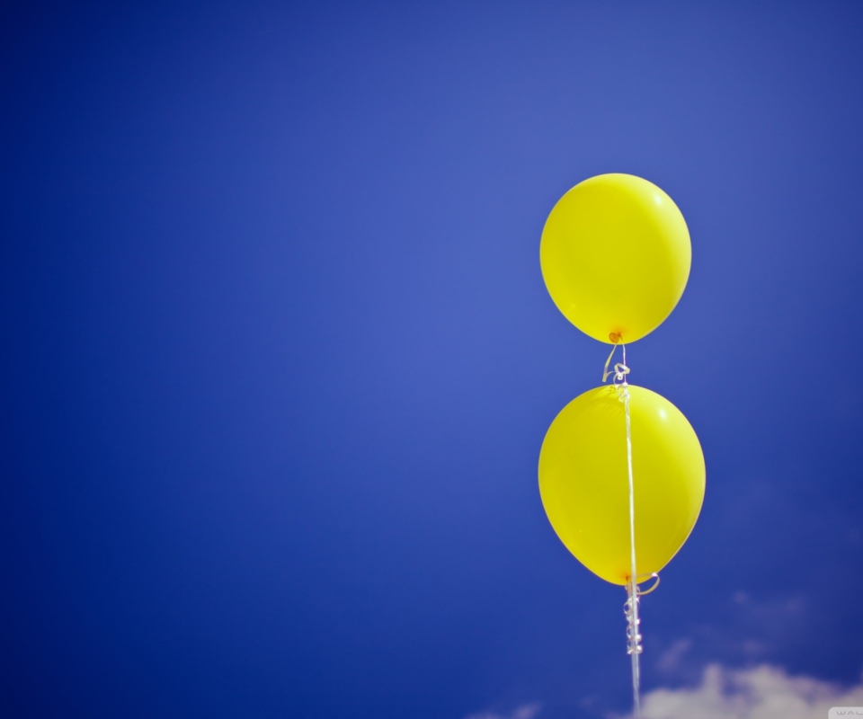 Обои Yellow Balloons In The Blue Sky 960x800
