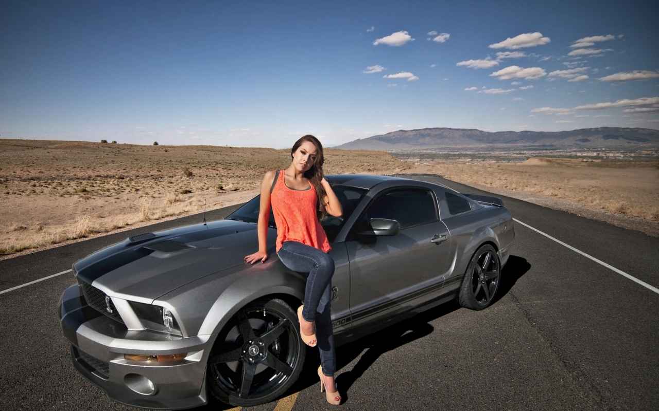Sfondi Ford Mustang Girl 1280x800