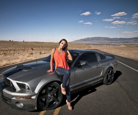 Обои Ford Mustang Girl 480x400