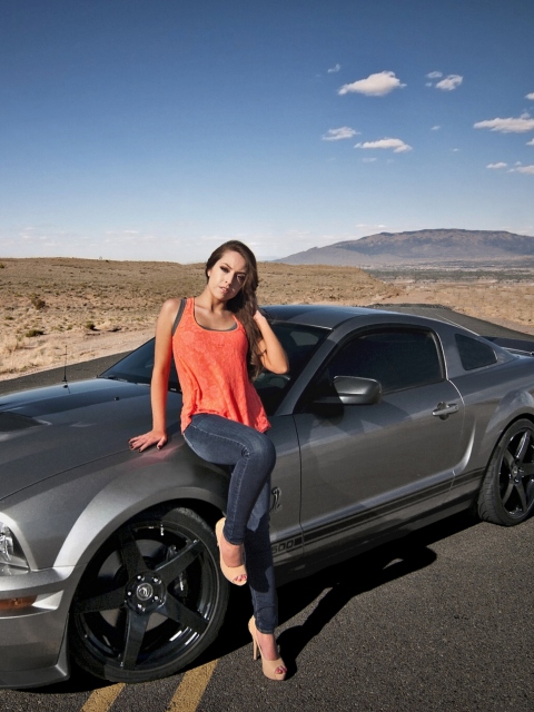 Fondo de pantalla Ford Mustang Girl 480x640