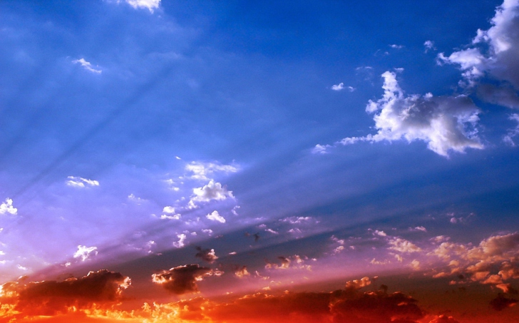 Blue Sky And Red Sunset wallpaper
