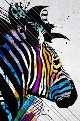 Colored Zebra wallpaper 320x480