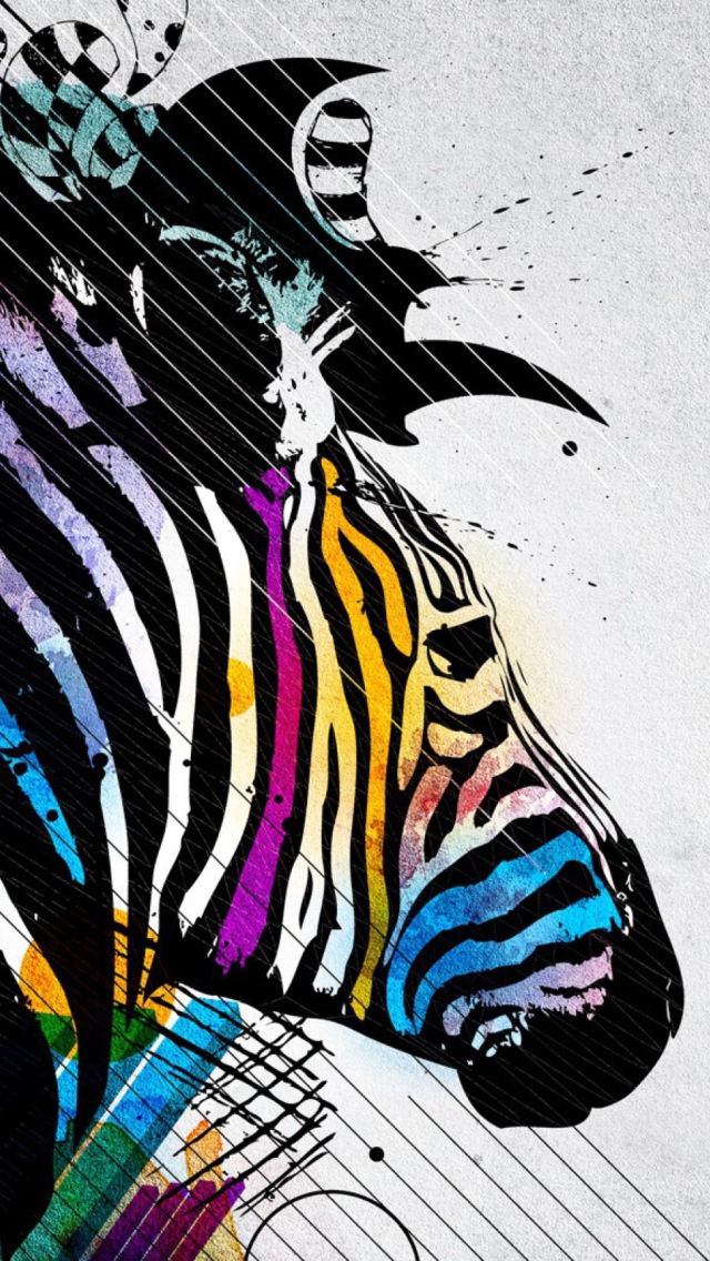 Fondo de pantalla Colored Zebra 640x1136