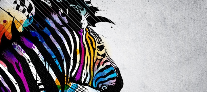 Fondo de pantalla Colored Zebra 720x320