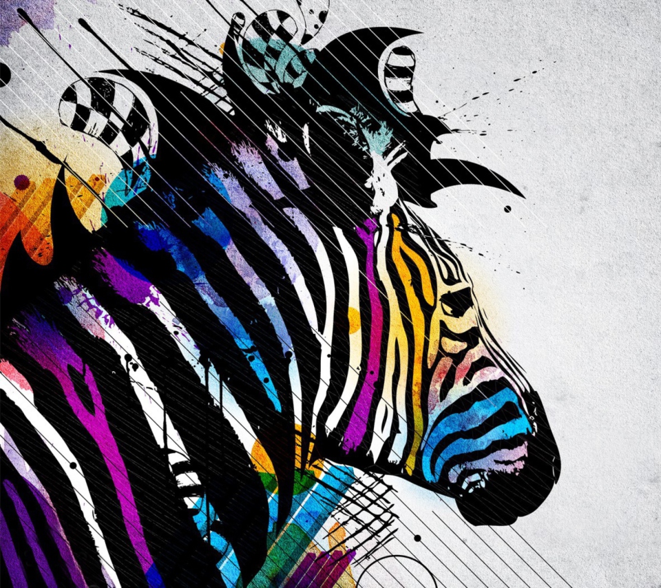 Colored Zebra wallpaper 960x854