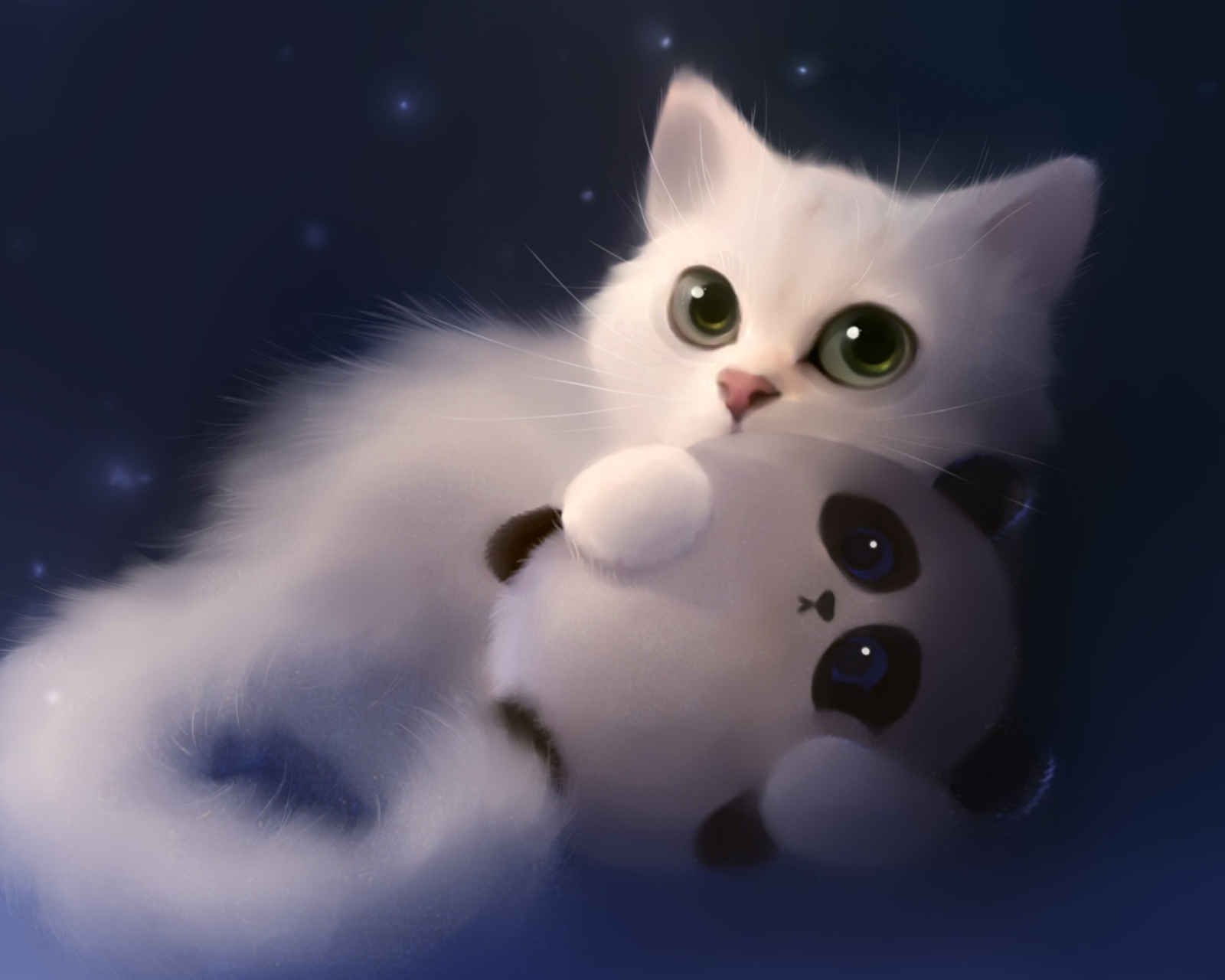 Fondo de pantalla White Cat And Panda 1600x1280