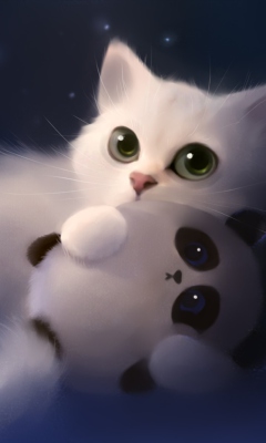 Fondo de pantalla White Cat And Panda 240x400