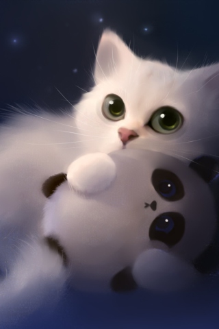Screenshot №1 pro téma White Cat And Panda 320x480