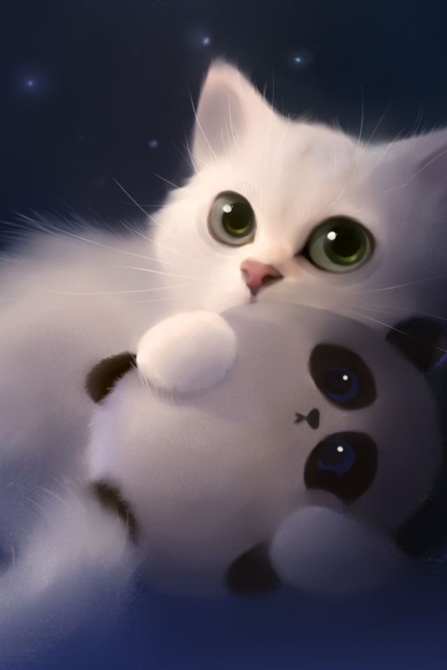 White Cat And Panda screenshot #1 640x960