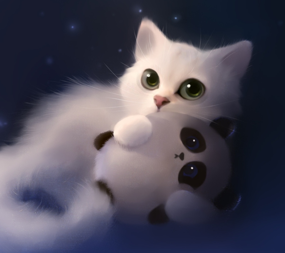 Sfondi White Cat And Panda 960x854
