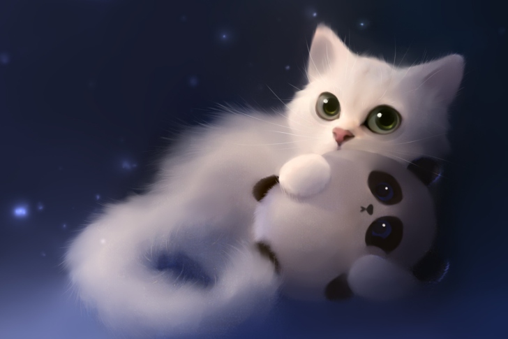 White Cat And Panda wallpaper