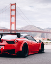 Ferrari 458 Italia near Golden Gate Bridge wallpaper 176x220