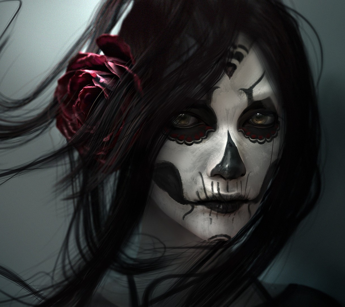 Fondo de pantalla Sugar Skull Face Painting 1440x1280