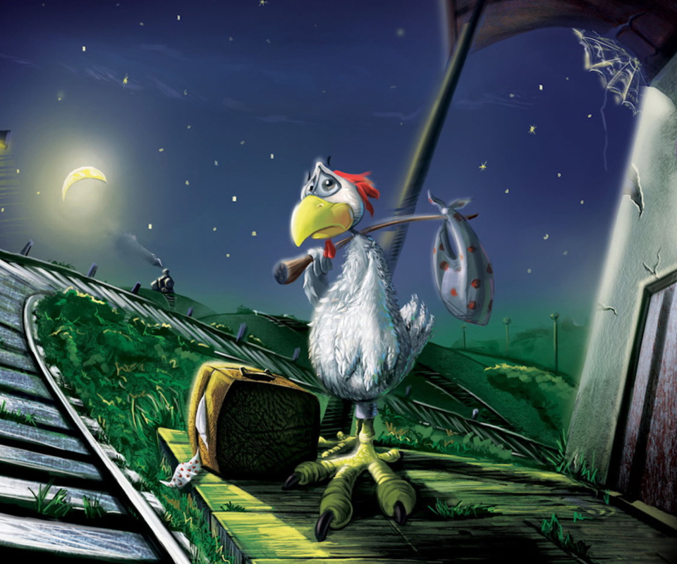 Обои Chicken In Night 960x800