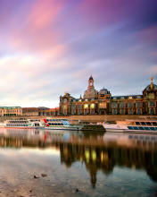 Dresden on Elbe River near Zwinger Palace wallpaper 176x220
