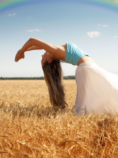Das Yoga In Field Wallpaper 240x320
