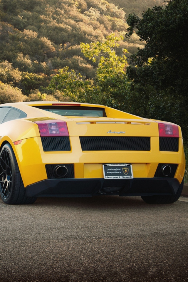 Fondo de pantalla Yellow Lamborghini 640x960