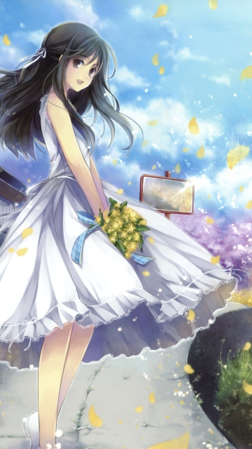 Обои Romantic Anime Girl 360x640