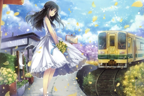 Das Romantic Anime Girl Wallpaper 480x320