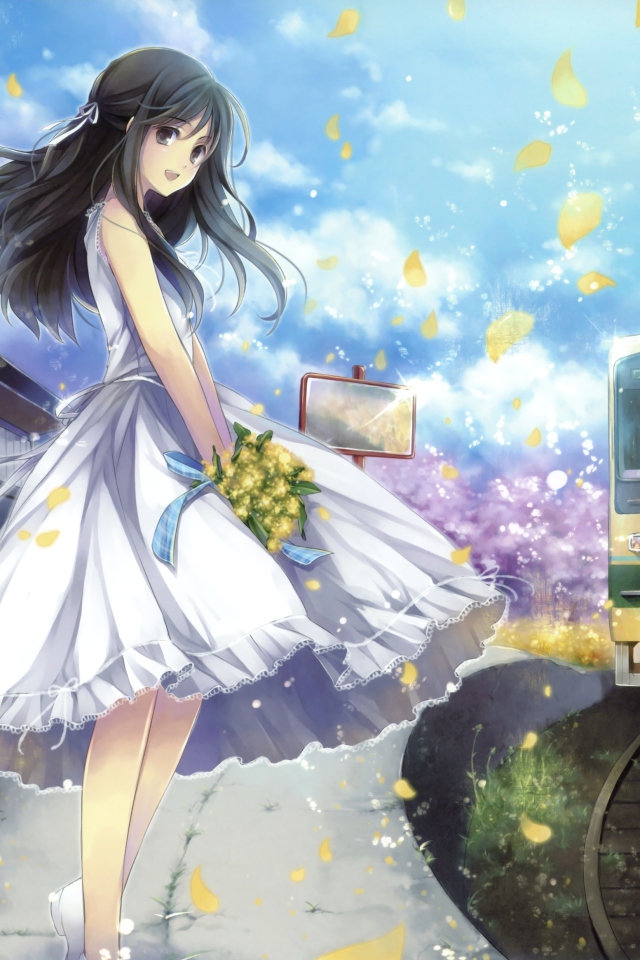Fondo de pantalla Romantic Anime Girl 640x960