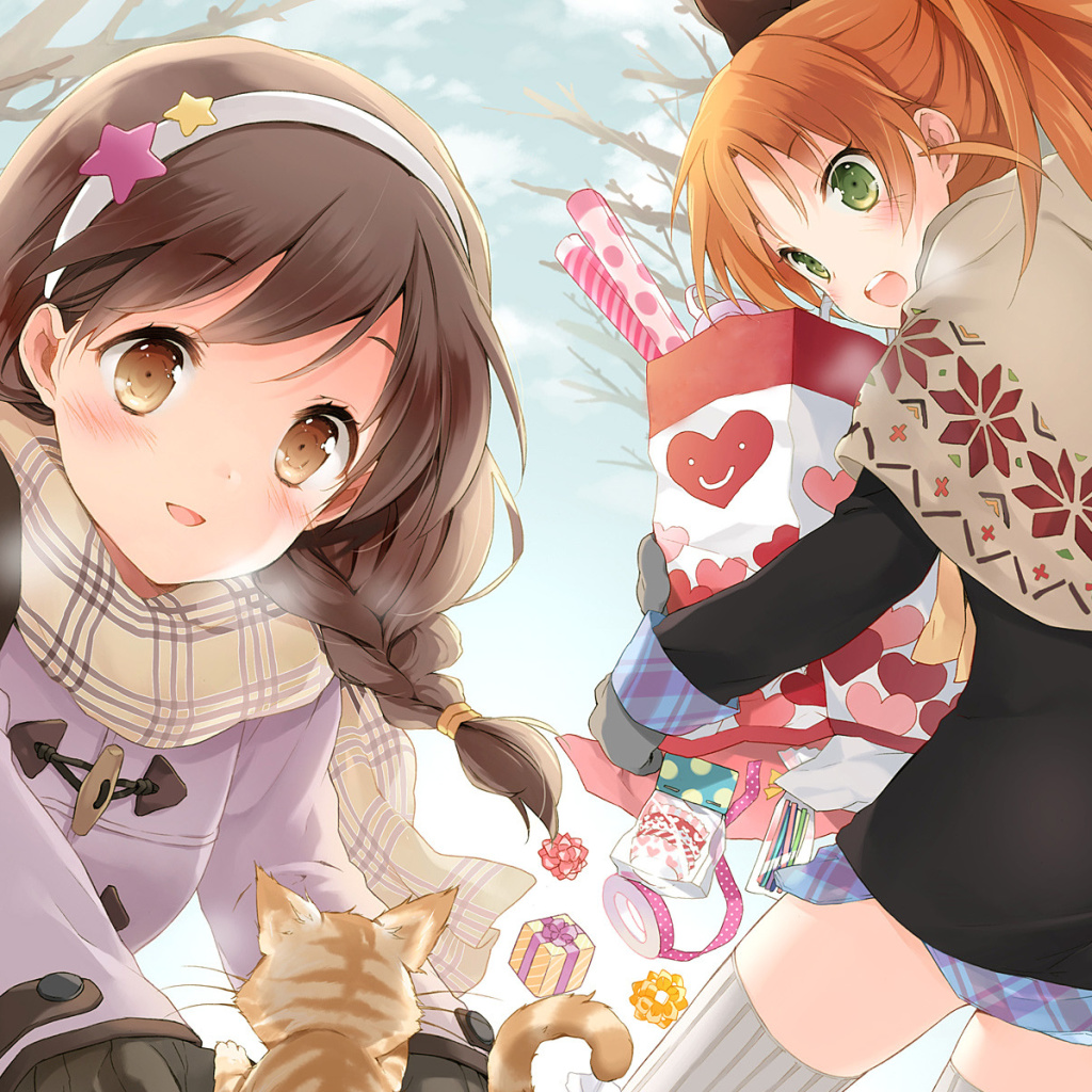 Yua and Sayuki Ayase in Your Diary Visual Novel wallpaper 1024x1024