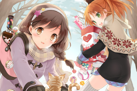 Yua and Sayuki Ayase in Your Diary Visual Novel wallpaper 480x320