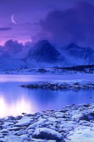 Das Norway Country Cold Lake Wallpaper 320x480