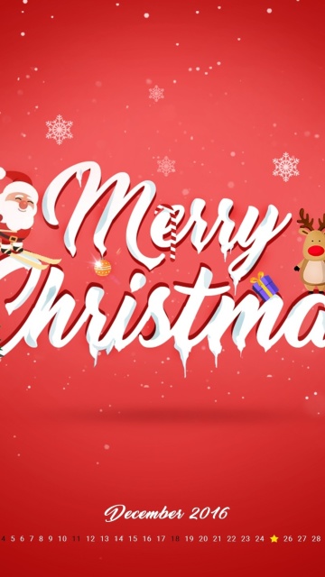 Merry Christmas Calendar 2016, 2017 wallpaper 360x640