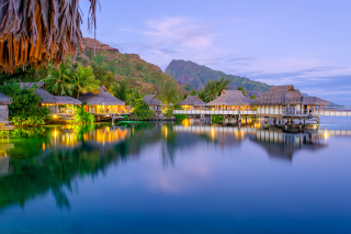 French Polynesia Beach Resort sfondi gratuiti per Samsung Galaxy Note 4