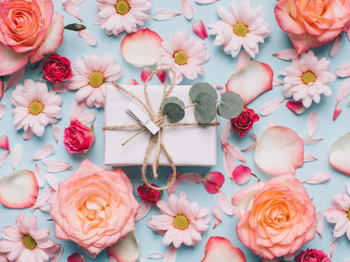 Gift and Roses wallpaper 1152x864