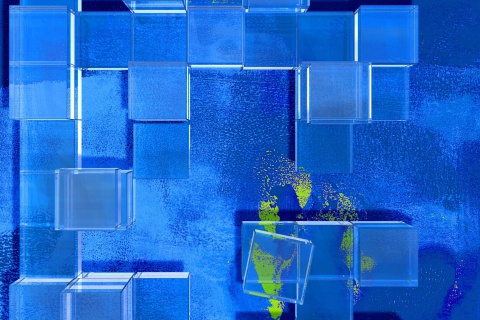 Das Blue Squares Wallpaper 480x320