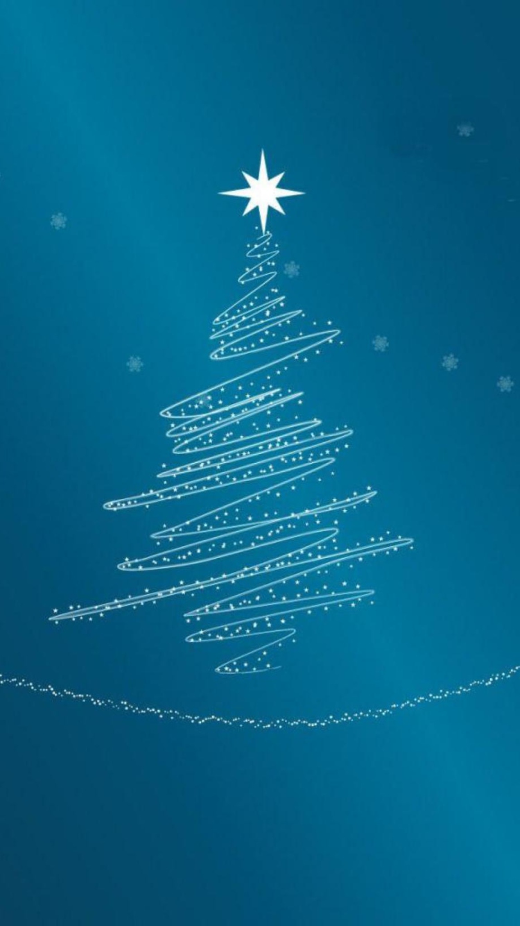 Обои Blue Xmas Tree 750x1334