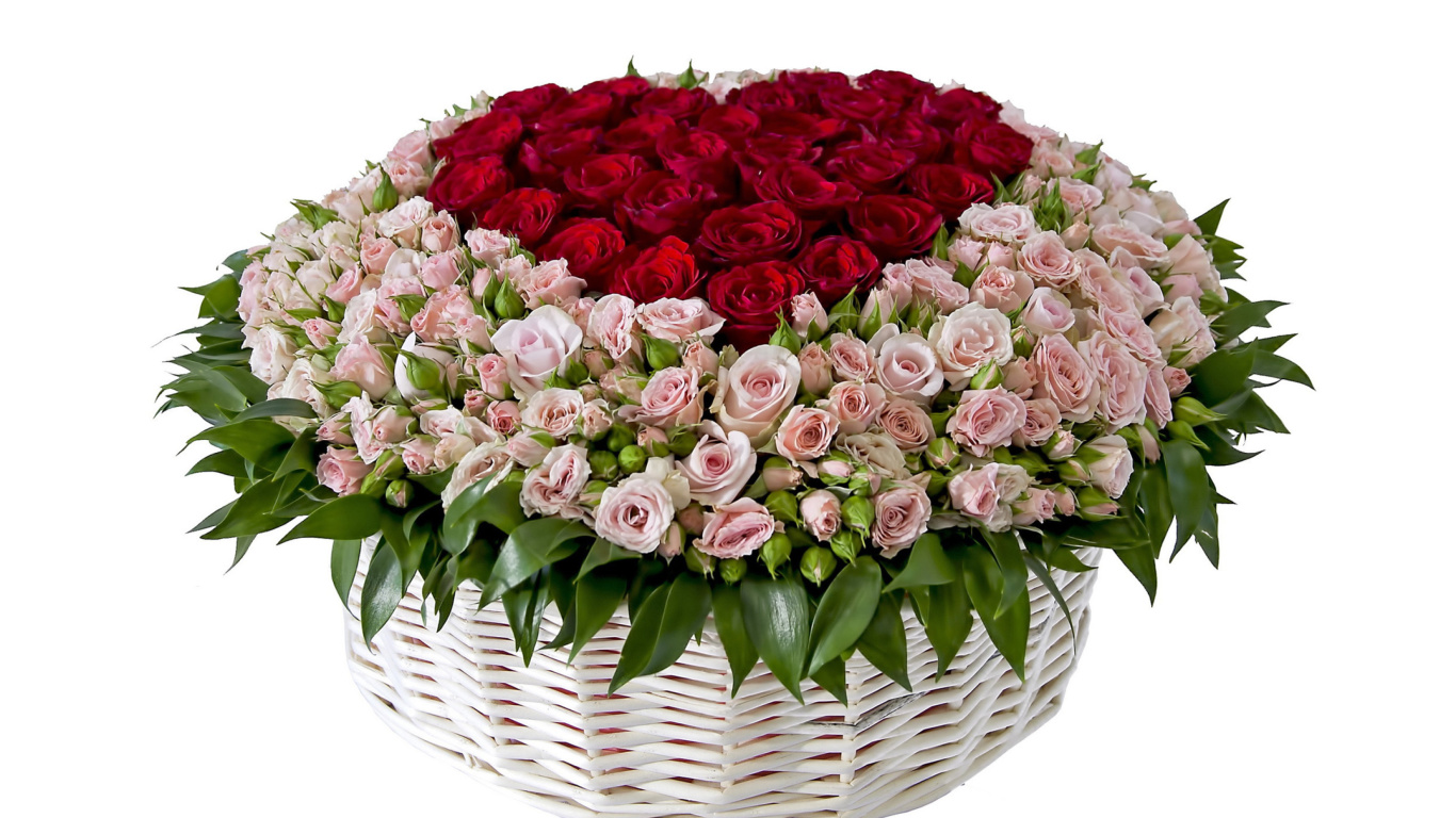 Fondo de pantalla Basket of Roses from Florist 1366x768