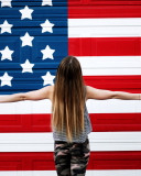 Sfondi American Girl In Front Of USA Flag 128x160
