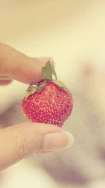 Sfondi Strawberry In Her Hand 360x640