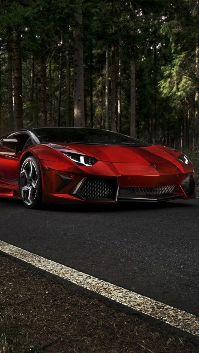 Red Lamborghini wallpaper 640x1136